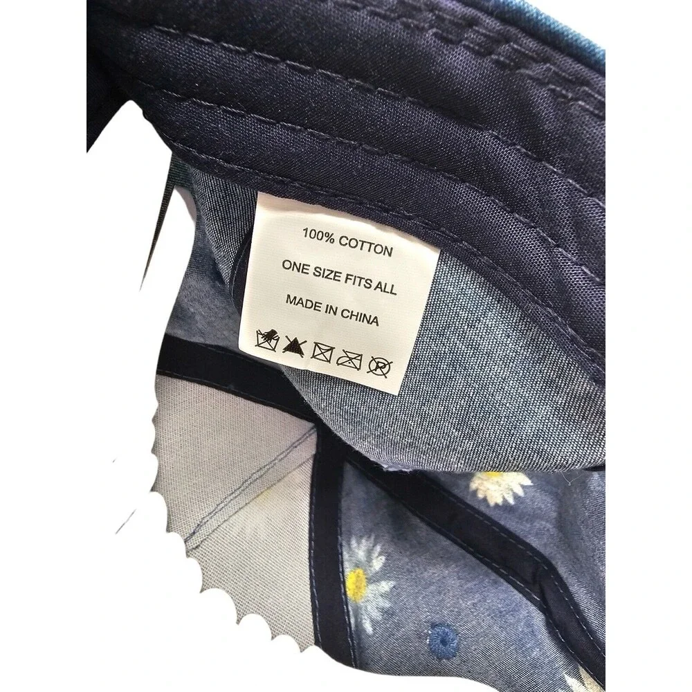Denim Like Daisy Flower Baseball Cap Hat Blue  Yellow White‎ Adjustable